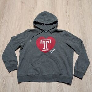 Camp David Temple University Owls Hoodie Mens XL Charcoal Grey Heart‎ Logo Soft